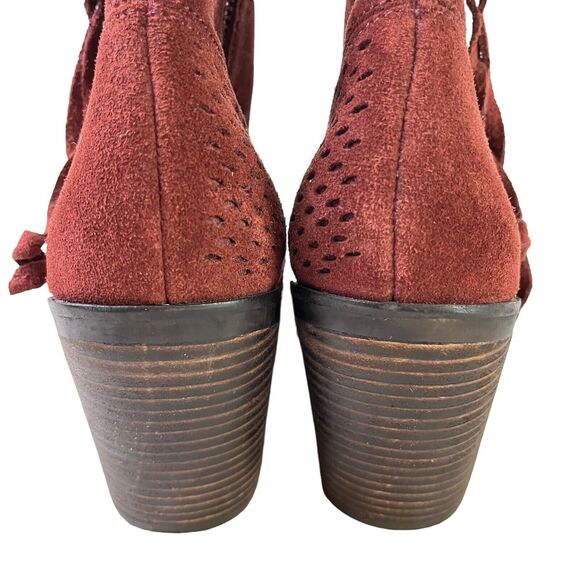 Lucky Brand Ramses Womens Suede Block Heel Ankle Perforated Booties Boots sz 8 - Picture 11 of 16